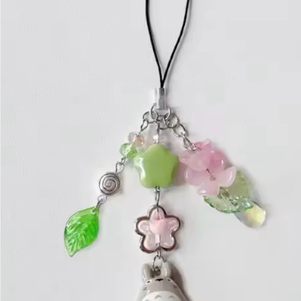 Pink & Green Floral Phone Charm Pendant